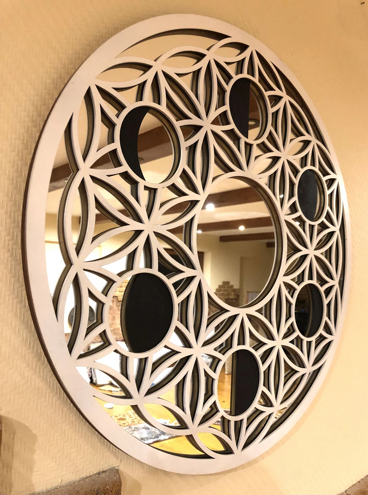 Mirrors - Art Deco Wall Mirror, Black Mirror, Wood Frame Mirror - BHDECOR