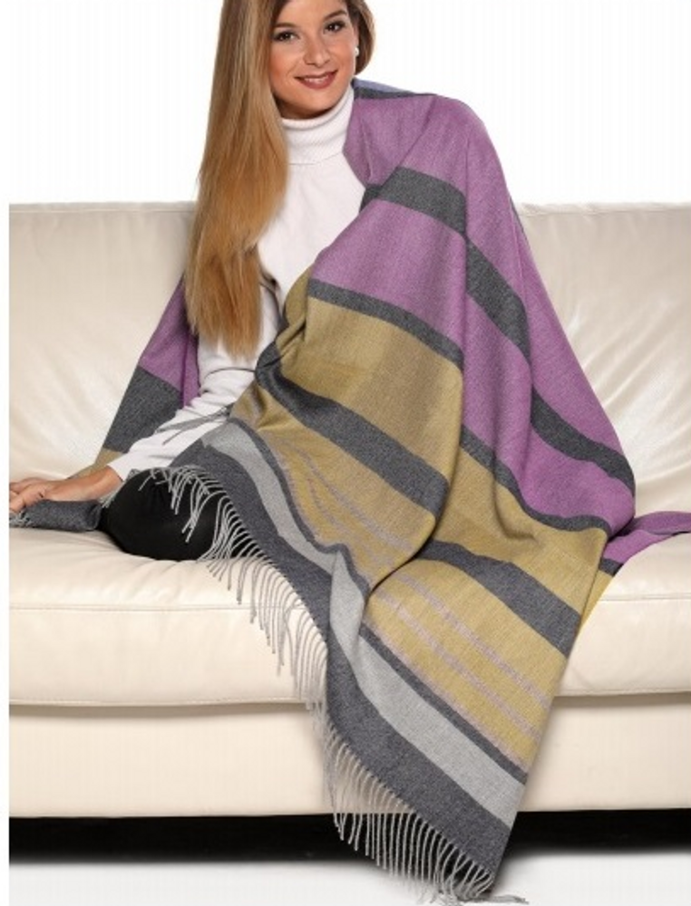 Foulards et écharpes - Couvre-lit à rayures en lurex 100 % alpaga, fabriqué à partir de fibres naturelles. Luxe et durabilité - PUEBLO