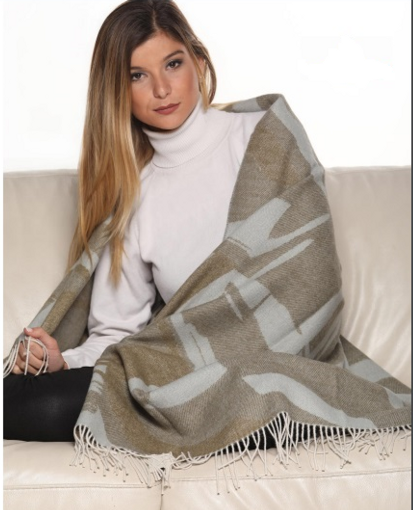 Scarves - 100% real baby alpaca Throw/ Abstract design -Luxury and sustainability. Natural fibers - PUEBLO
