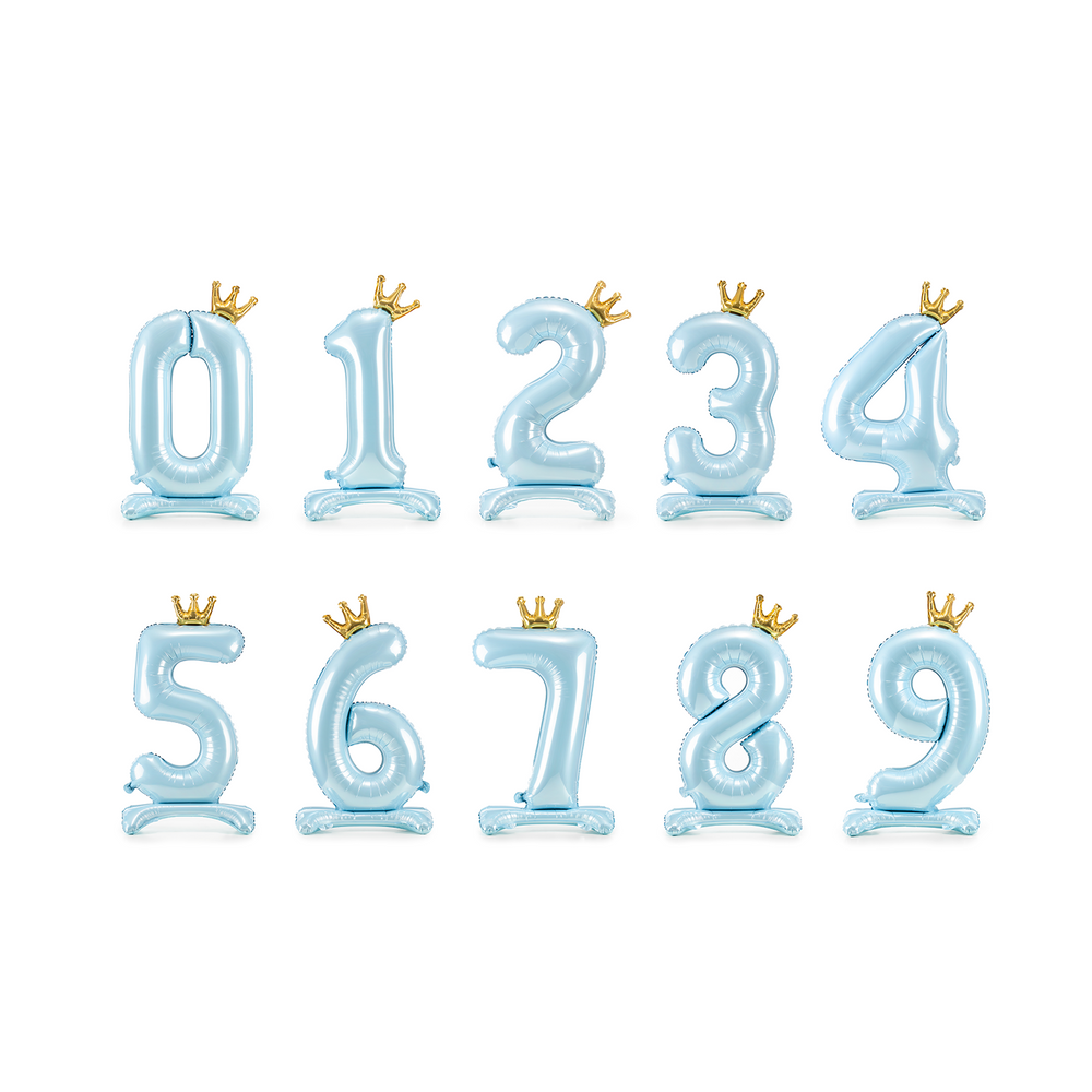 Decorative objects - Standing foil balloon Numbers from 0 to 9 , 84 cm, sky-blue - PARTYDECO