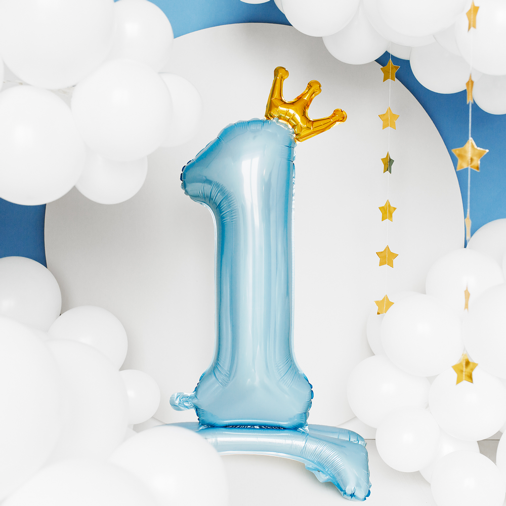 Decorative objects - Standing foil balloon Numbers from 0 to 9 , 84 cm, sky-blue - PARTYDECO