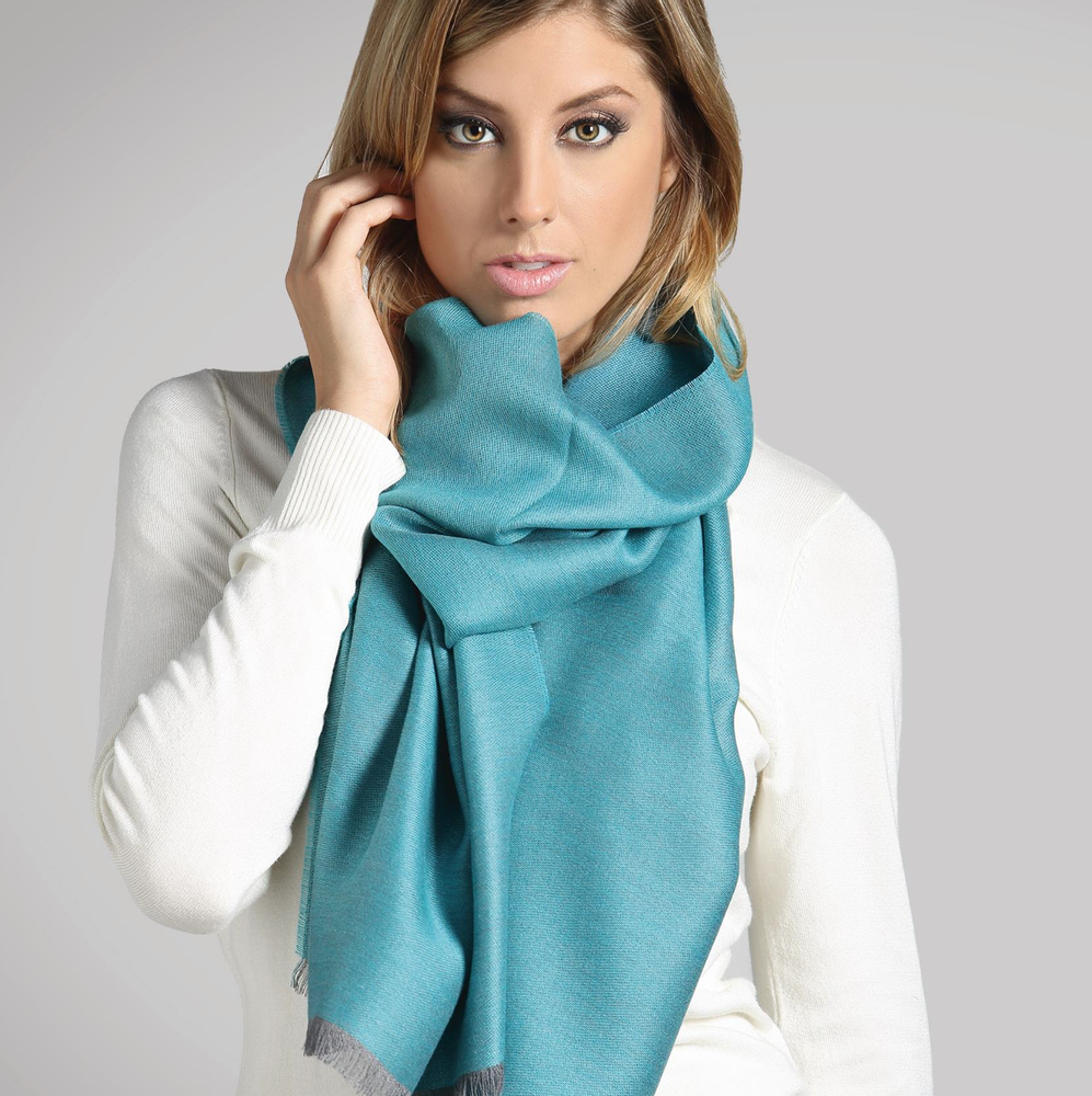 Throw blankets - Shawl Baby Alpaca & Silk -Double Sided. Natural fibre. Luxury and sustainable - PUEBLO