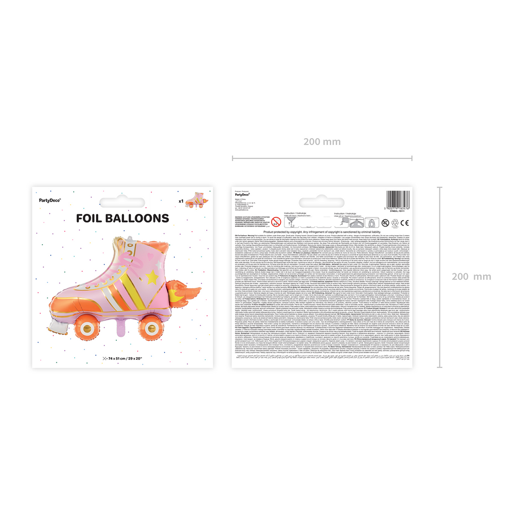 Decorative objects - Foil balloon Roller Skate, 74x51cm, mix - PARTYDECO