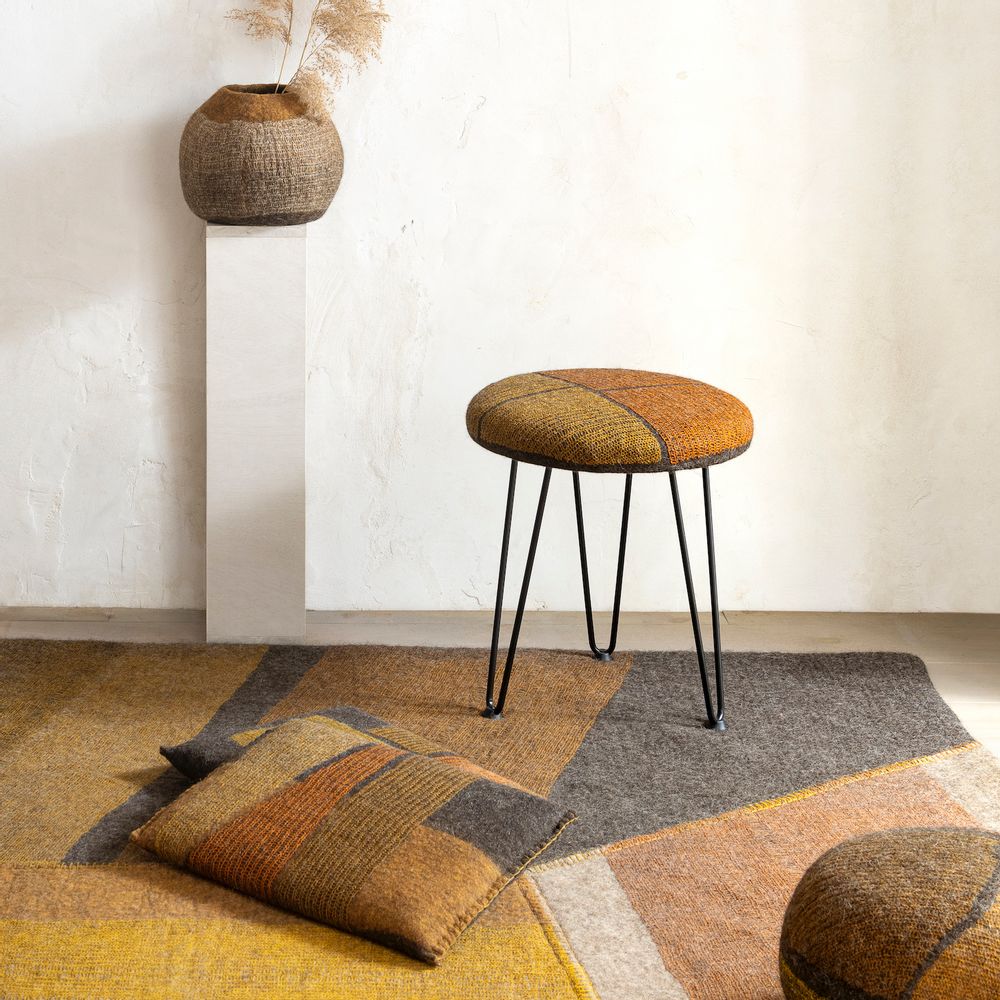 Upholstery fabrics - Handmade Wool Felt Vegetable Dye Stool - GHISLAINE GARCIN MAILLE&FEUTRE