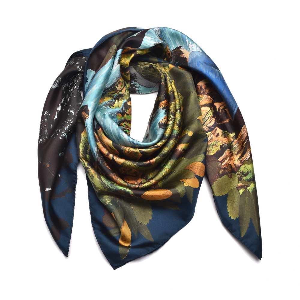 Hair accessories - Square silk scarf, “Paradis Perdus” collection, “Rivière” model (wearable art) - CÉLINE DOMINIAK