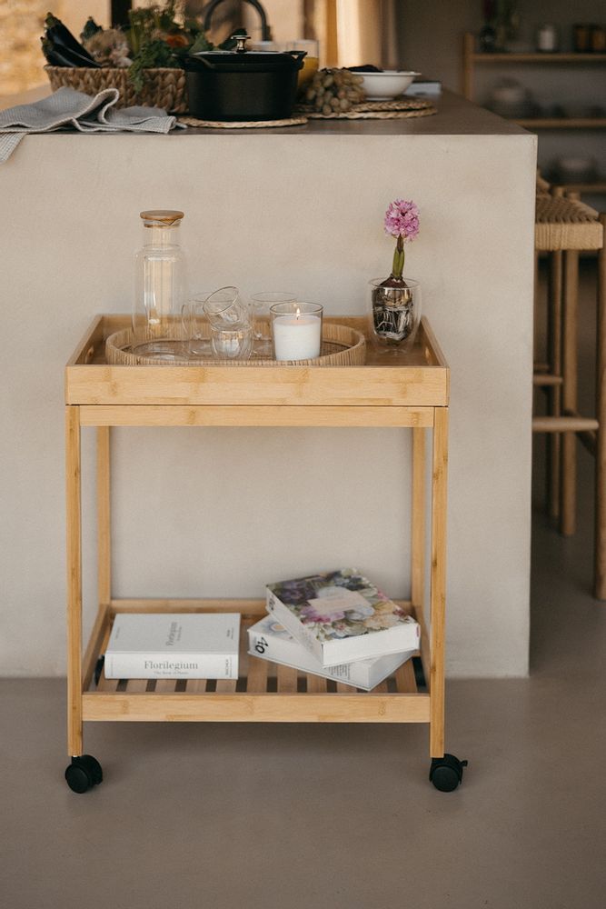 Food storage - 2-tier bamboo trolley 55x34x63 cm CC22005 - ANDREA HOUSE