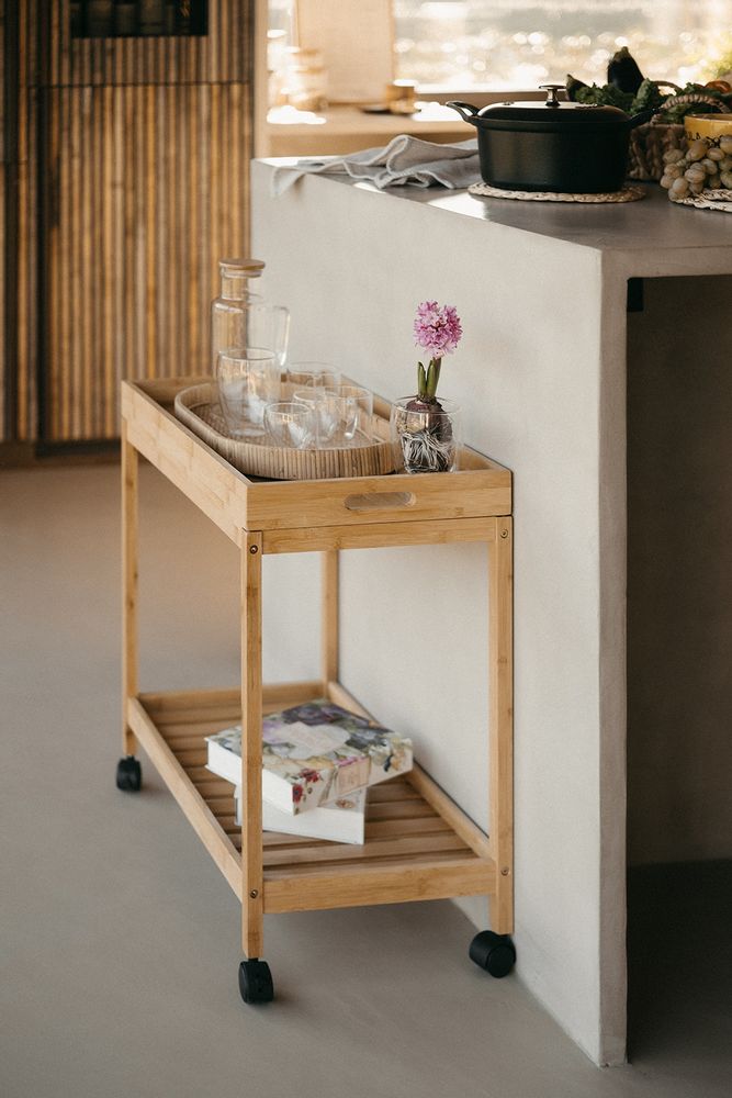 Food storage - 2-tier bamboo trolley 55x34x63 cm CC22005 - ANDREA HOUSE