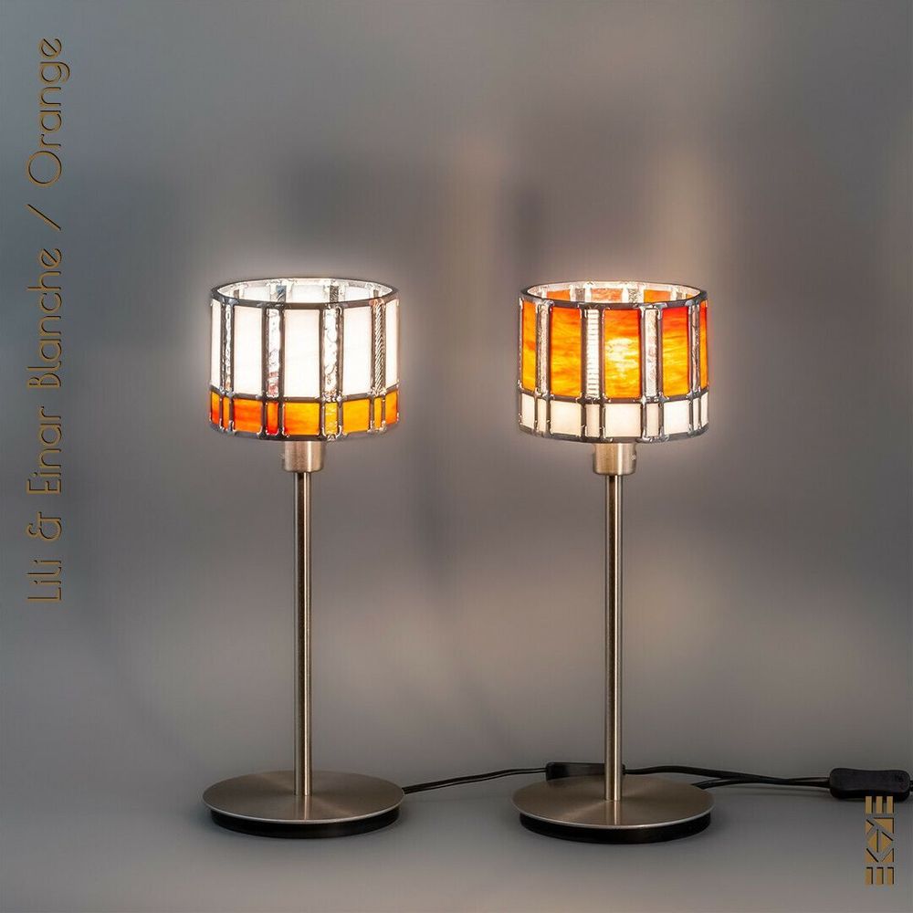 Lampes à poser - Lili E. Orange & Blanche - L'ATELIER DES CREATEURS
