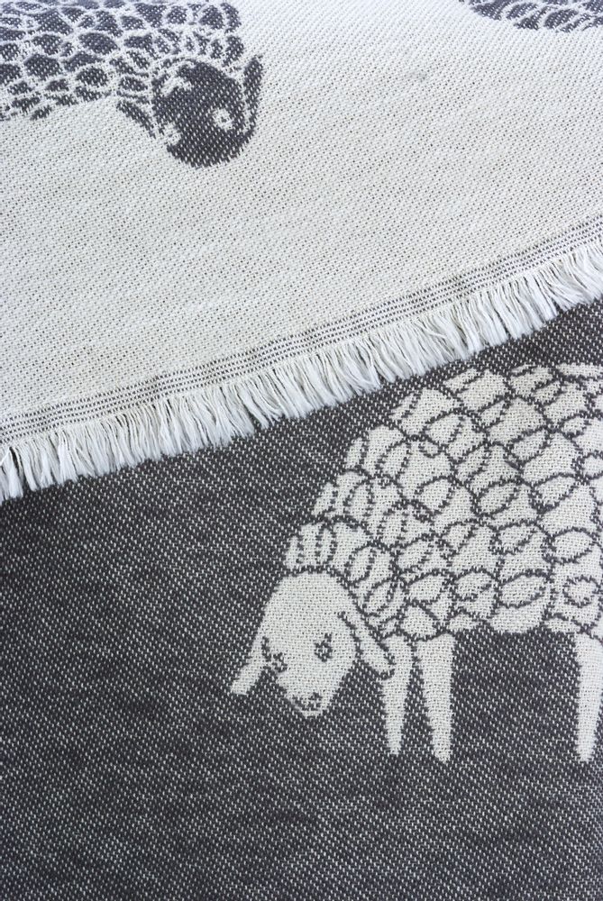 Throw blankets - NEW Mima Pure Cotton Throw - Available in Soft Black and Light Grey - 130 x 190 cm - J.J. TEXTILE LTD
