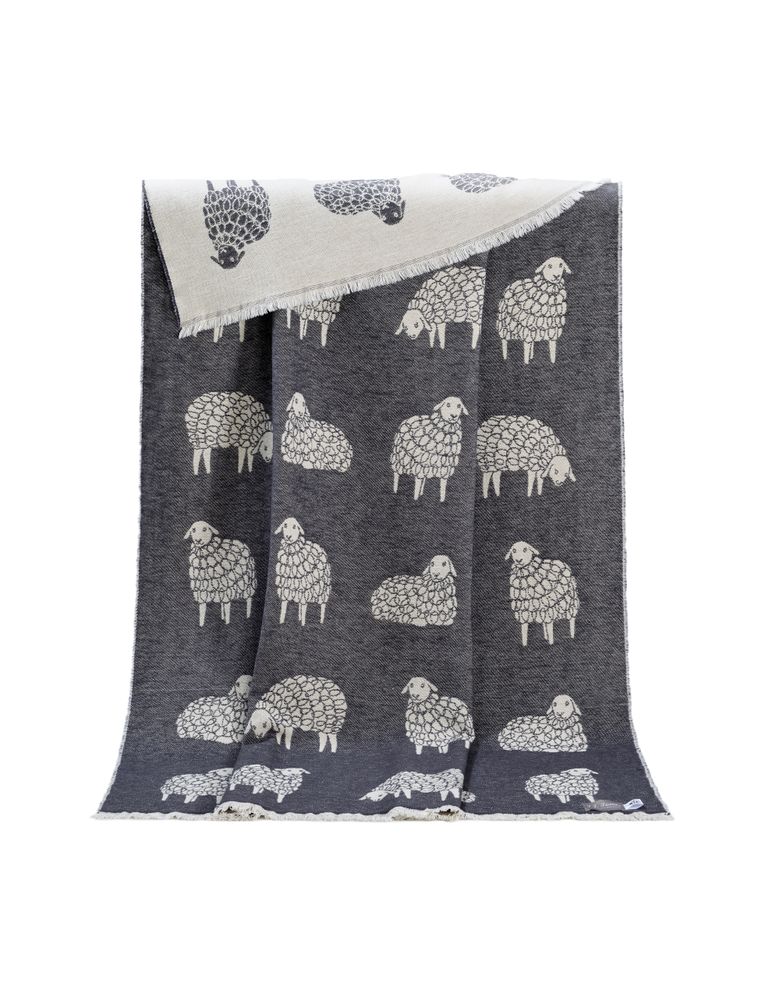 Throw blankets - NEW Mima Pure Cotton Throw - Available in Soft Black and Light Grey - 130 x 190 cm - J.J. TEXTILE LTD