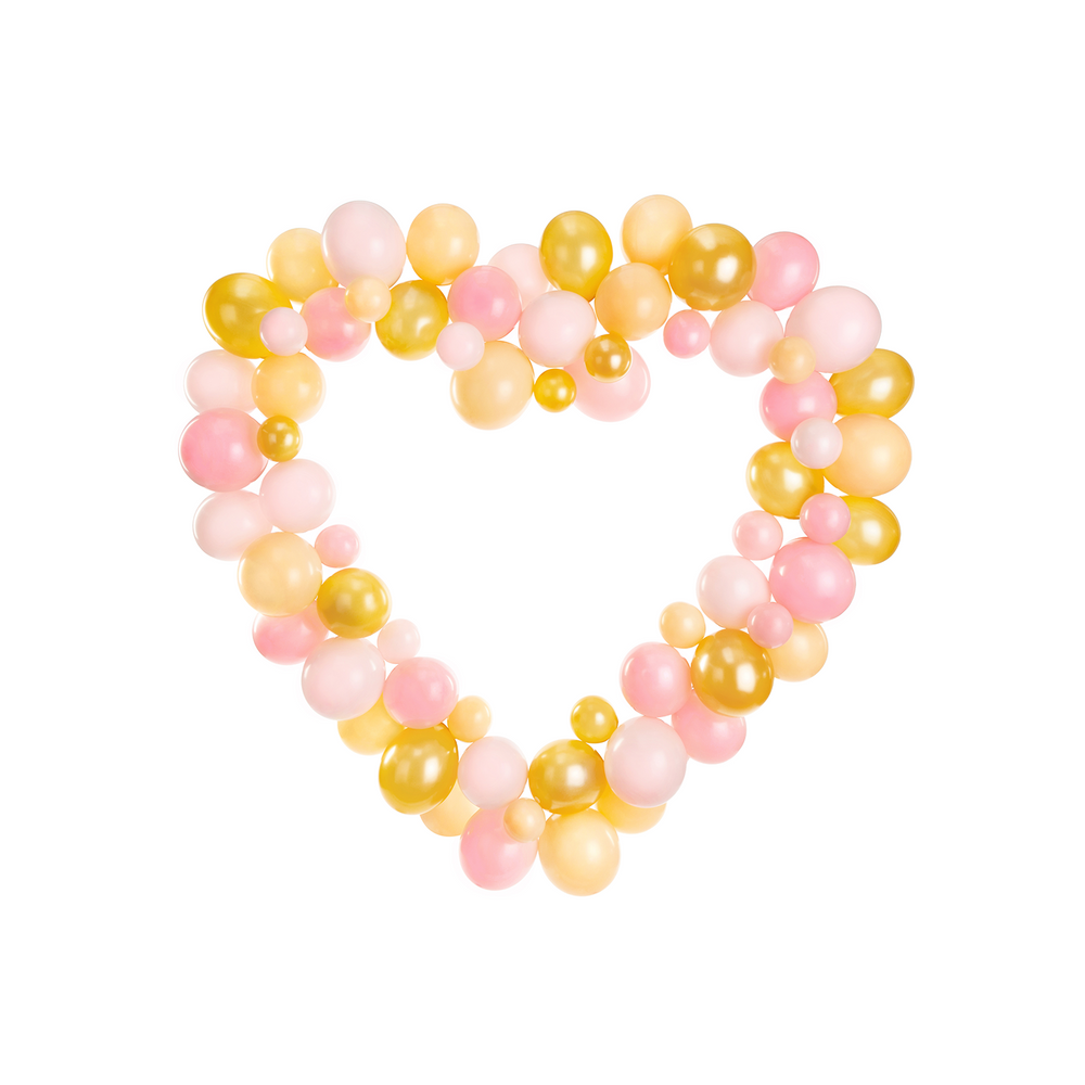 Decorative objects - Balloon garland with frame, pink, white, red 160 cm - PARTYDECO