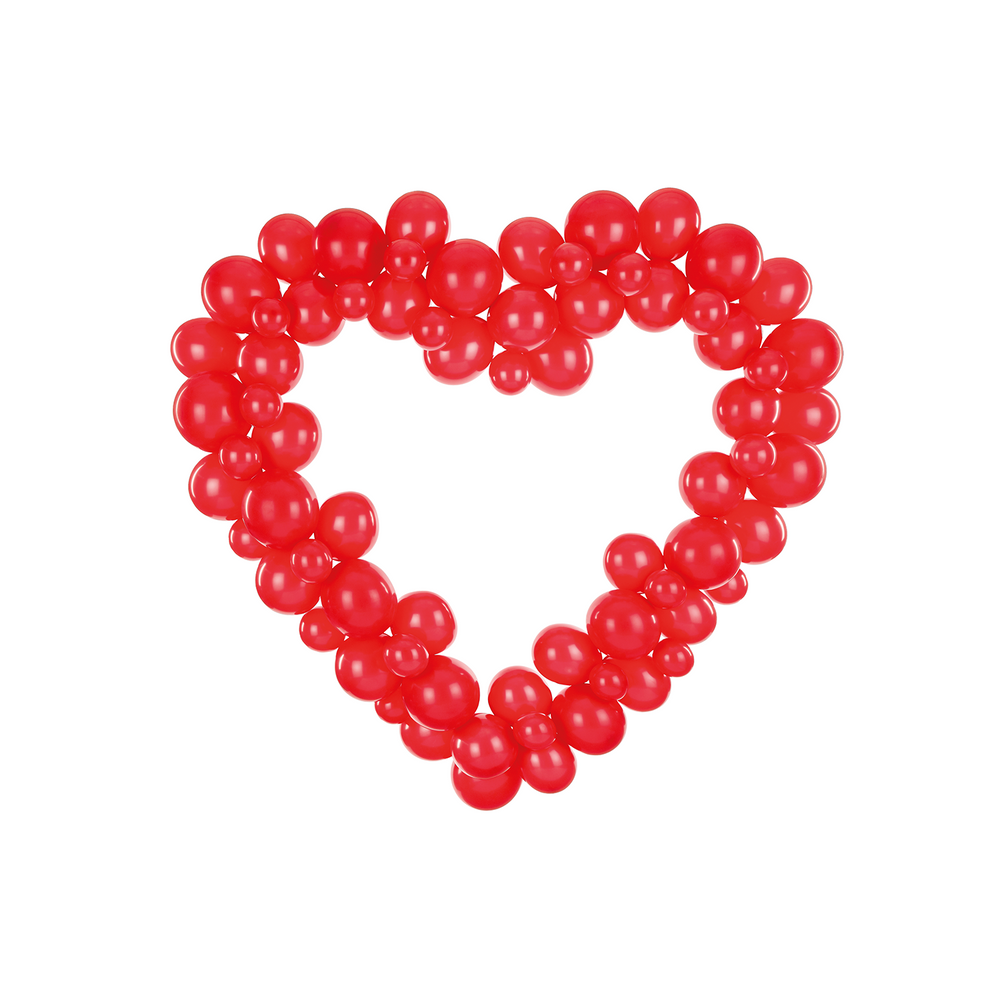 Decorative objects - Balloon garland with frame, pink, white, red 160 cm - PARTYDECO
