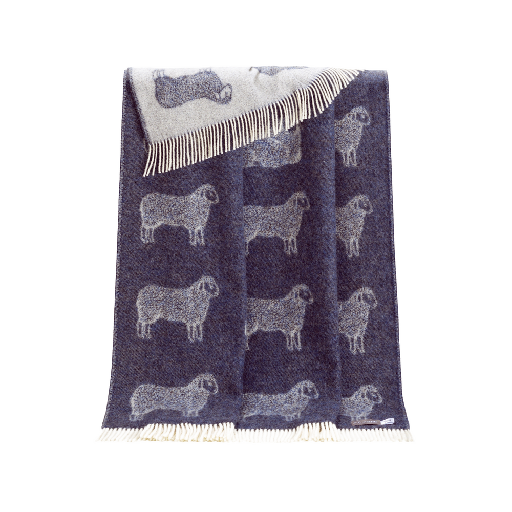 Throw blankets - NEW Sheep Pure Wool Throw - Available in Blue, Green Burgundy and Aubergine - 130 x 190 cm - J.J. TEXTILE LTD