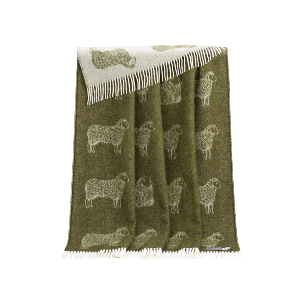 Throw blankets - NEW Sheep Pure Wool Throw - Available in Blue, Green Burgundy and Aubergine - 130 x 190 cm - J.J. TEXTILE LTD
