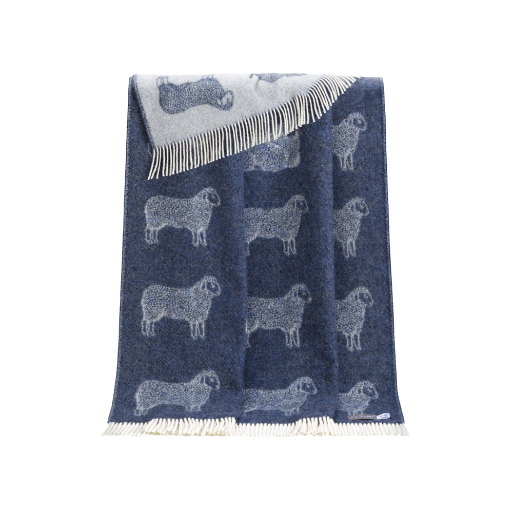 Throw blankets - NEW Sheep Pure Wool Throw - Available in Blue, Green Burgundy and Aubergine - 130 x 190 cm - J.J. TEXTILE LTD