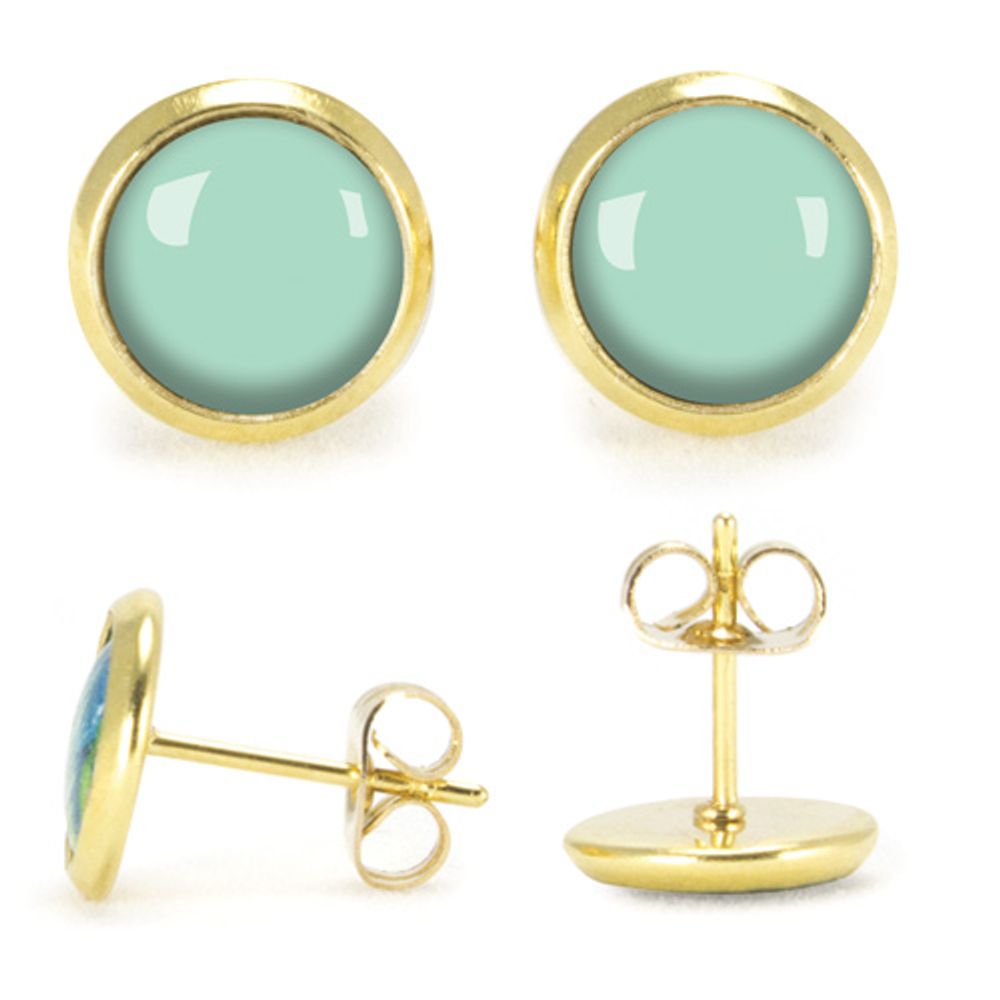 Bijoux - Puces d'oreilles acier chirurgical inoxydable Flash Or - Vert d'Eau - LES JOLIES D'EMILIE