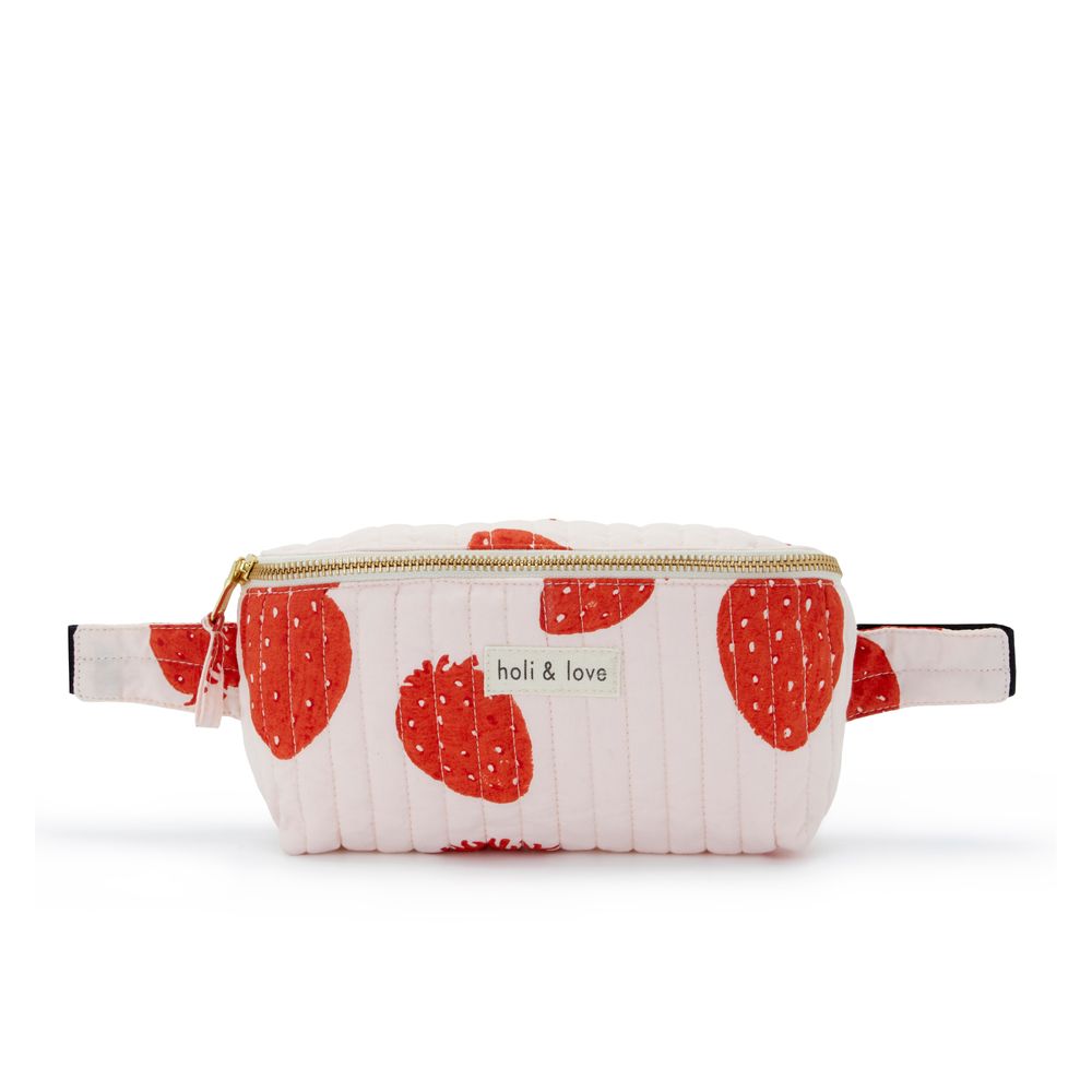 Bags and totes - Banana bag organic cotton - Pink strawberry  - HOLI AND LOVE