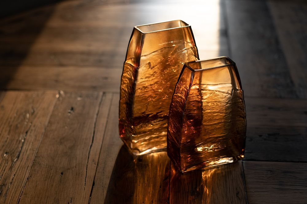 Vases - Amber agate glass vase 18x9x28 cm CR22070 - ANDREA HOUSE