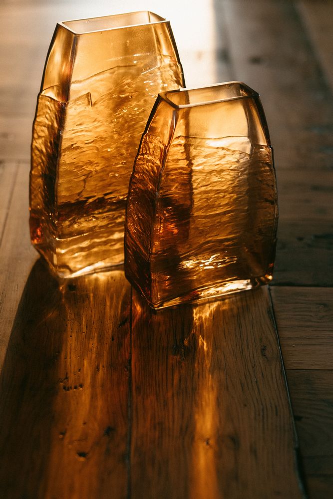 Vases - Amber agate glass vase 18x9x28 cm CR22070 - ANDREA HOUSE