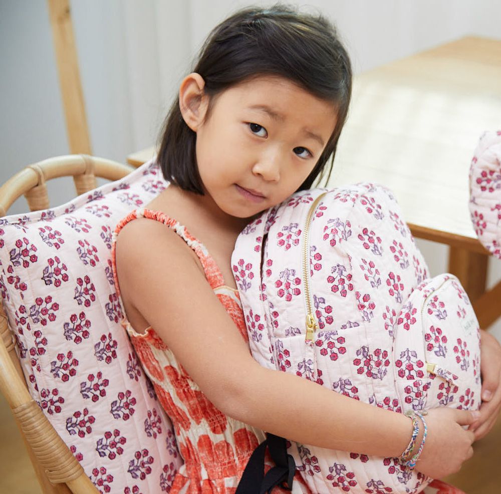 Sacs et cabas - Sac à dos kids en coton bio - Pink flower - HOLI AND LOVE