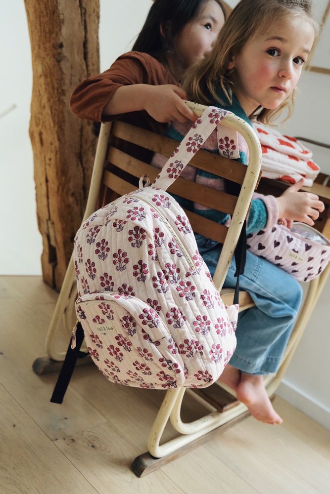 Sacs et cabas - Sac à dos kids en coton bio - Pink flower - HOLI AND LOVE