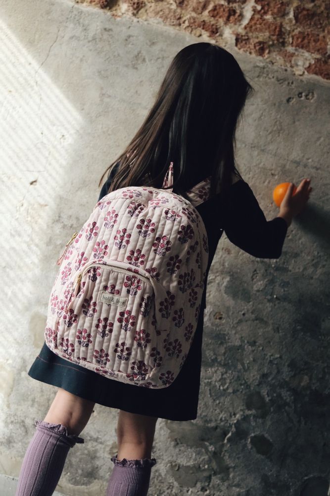 Sacs et cabas - Sac à dos kids en coton bio - Pink flower - HOLI AND LOVE