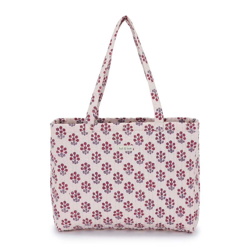 Bags and totes - Tote bag in organic cotton - Pink flower - HOLI AND LOVE
