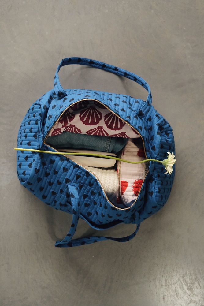 Bags and totes - Weekend bag organic cotton - Blue heart - HOLI AND LOVE