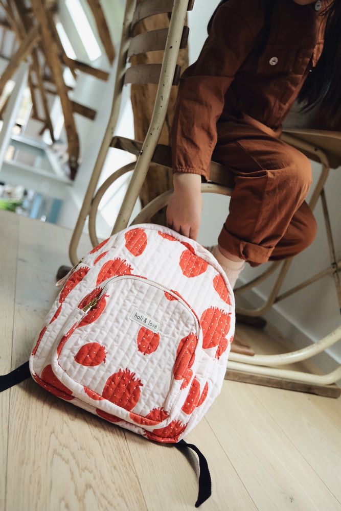 Sacs et cabas - Sac à dos kids en coton bio - Pink strawberry - HOLI AND LOVE
