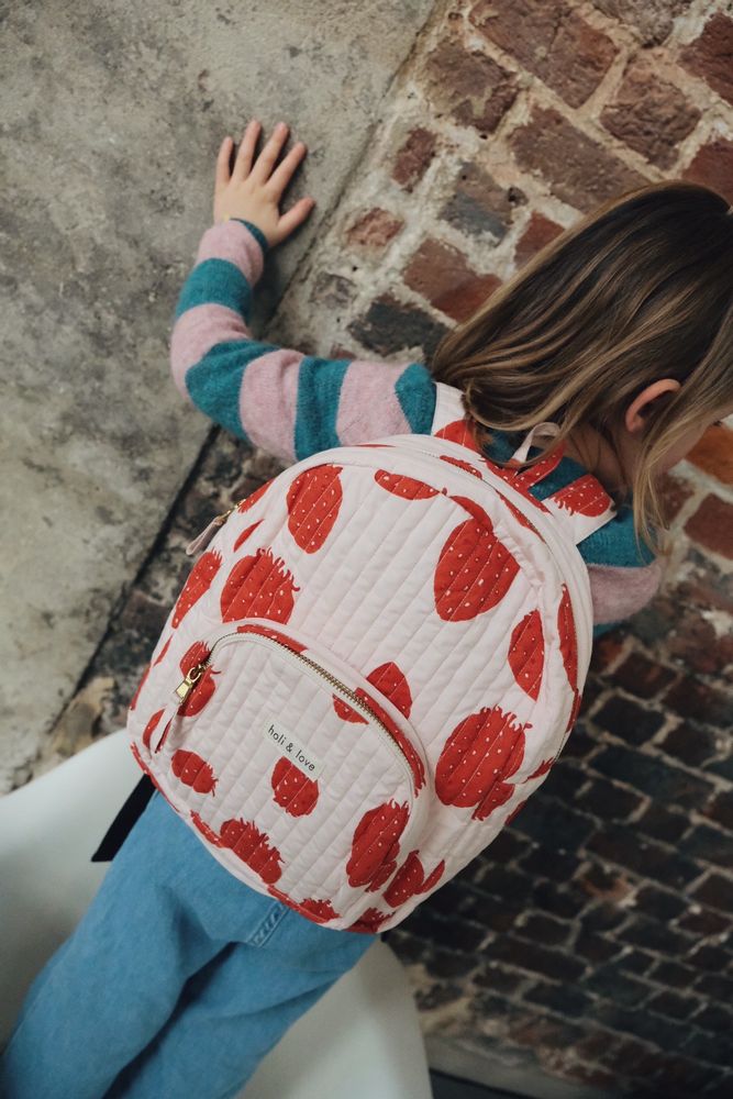 Sacs et cabas - Sac à dos kids en coton bio - Pink strawberry - HOLI AND LOVE