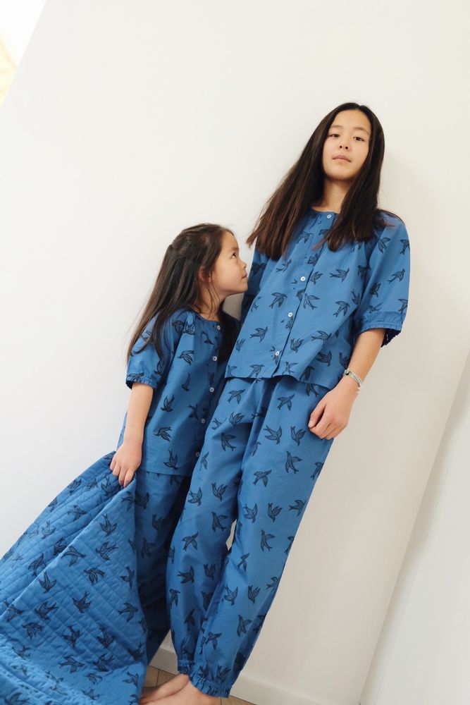 Homewear - Kids pyjamas in organic cotton - Blue bird - HOLI AND LOVE