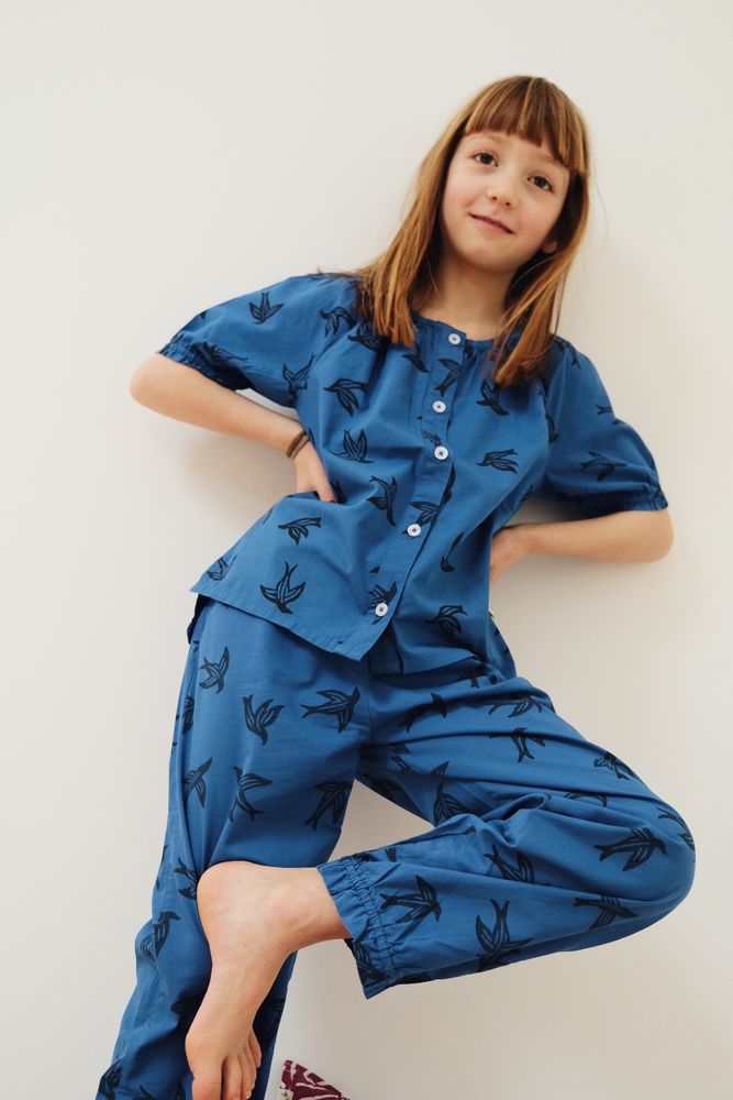 Homewear - Kids pyjamas in organic cotton - Blue bird - HOLI AND LOVE