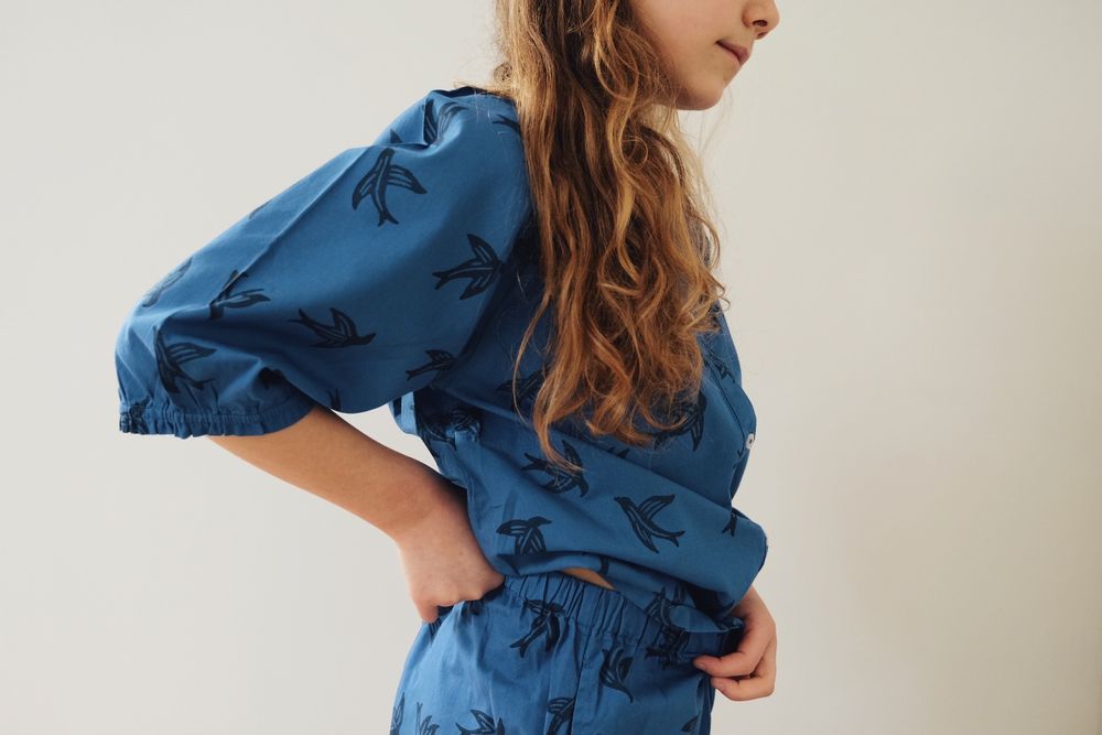 Homewear - Kids pyjamas in organic cotton - Blue bird - HOLI AND LOVE