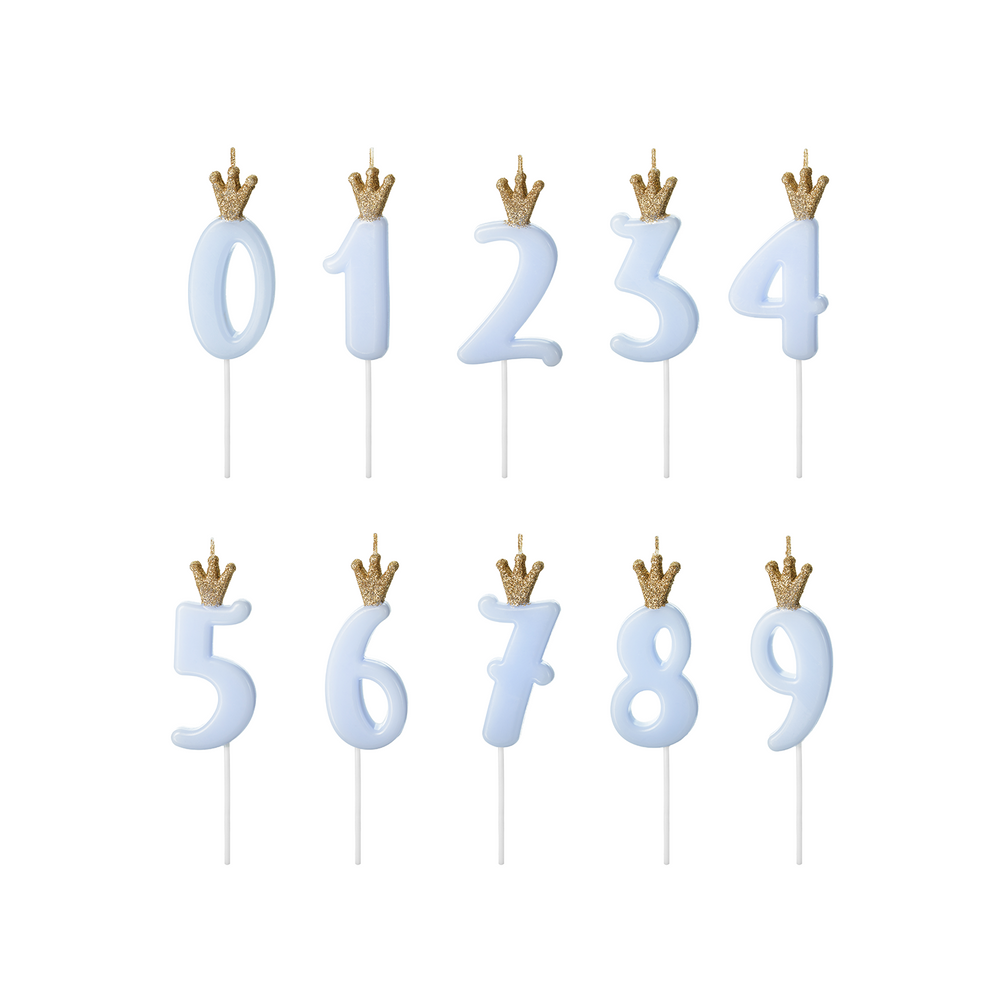 Decorative objects - Birthday candle Number from 0 to 9, light blue - PARTYDECO