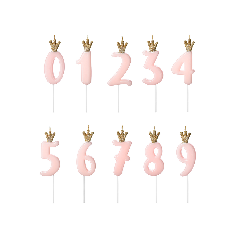 Decorative objects - Birthday candle Number from 0 to 9, light pink, 9.5cm - PARTYDECO