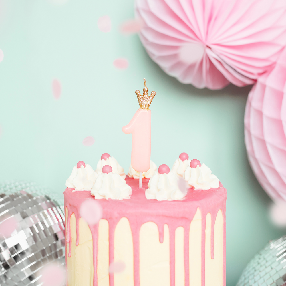Decorative objects - Birthday candle Number from 0 to 9, light pink, 9.5cm - PARTYDECO