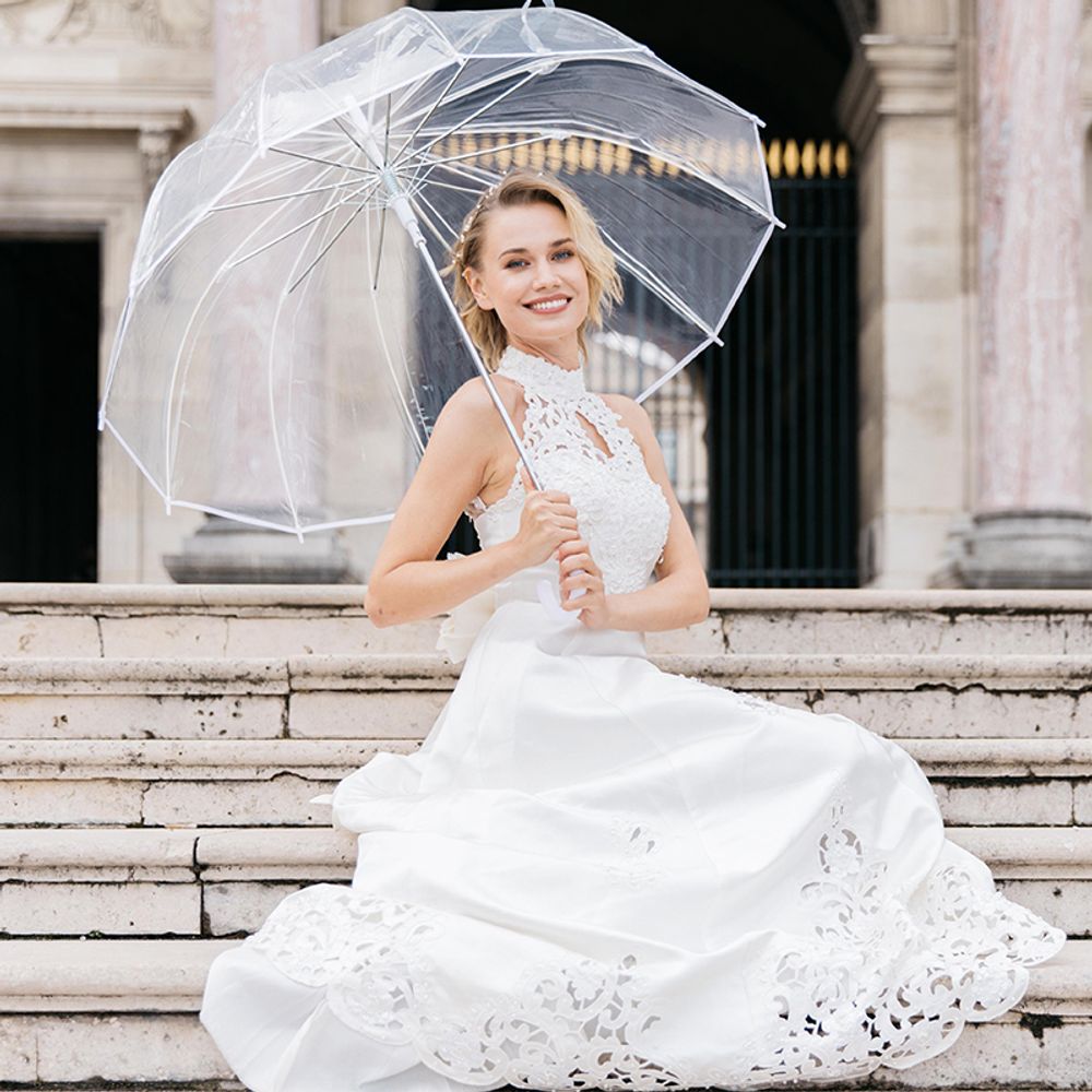 Objets personnalisables - PARAPLUIE TRANSPARENT MARIAGE BLANC - SMATI