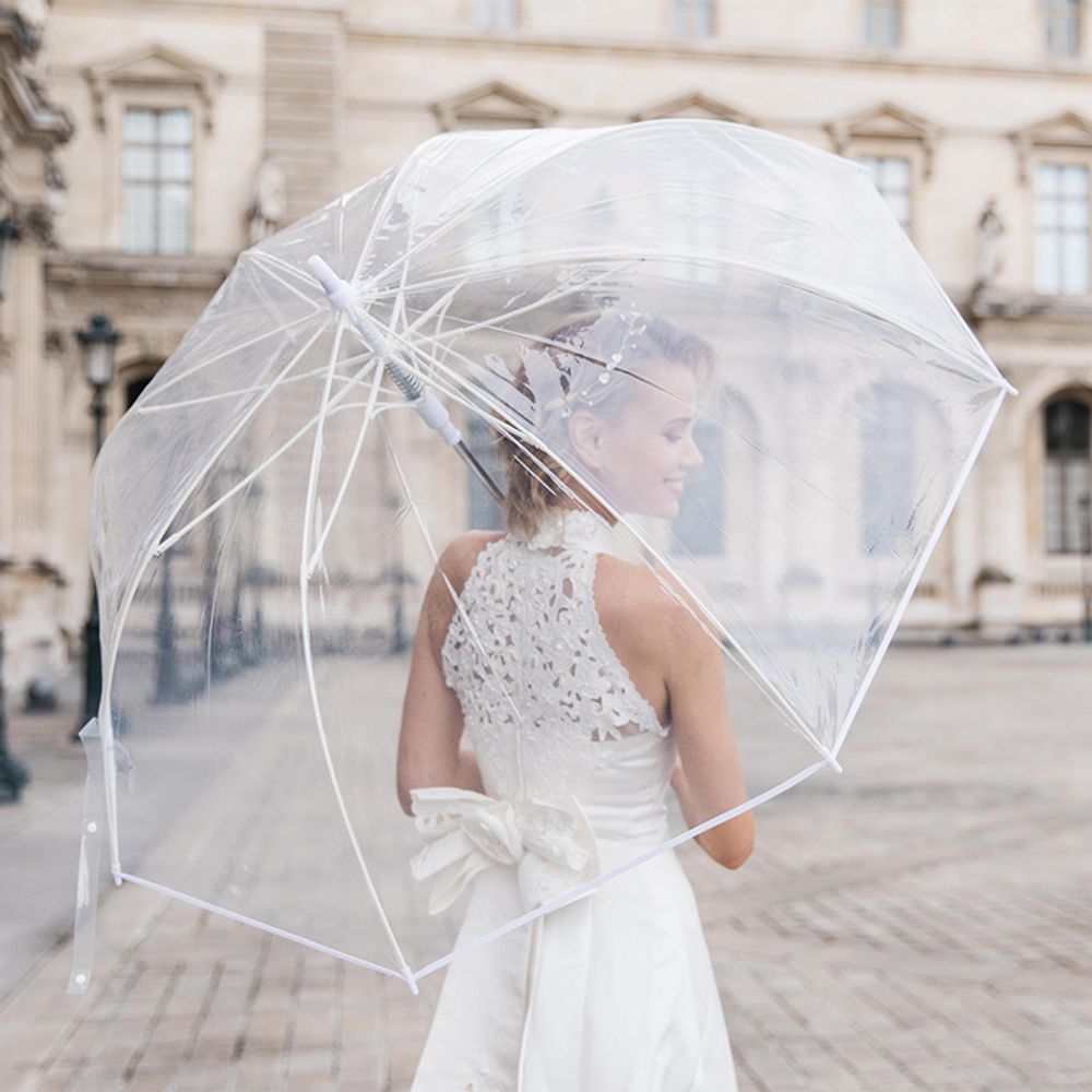 Objets personnalisables - PARAPLUIE TRANSPARENT MARIAGE BLANC - SMATI