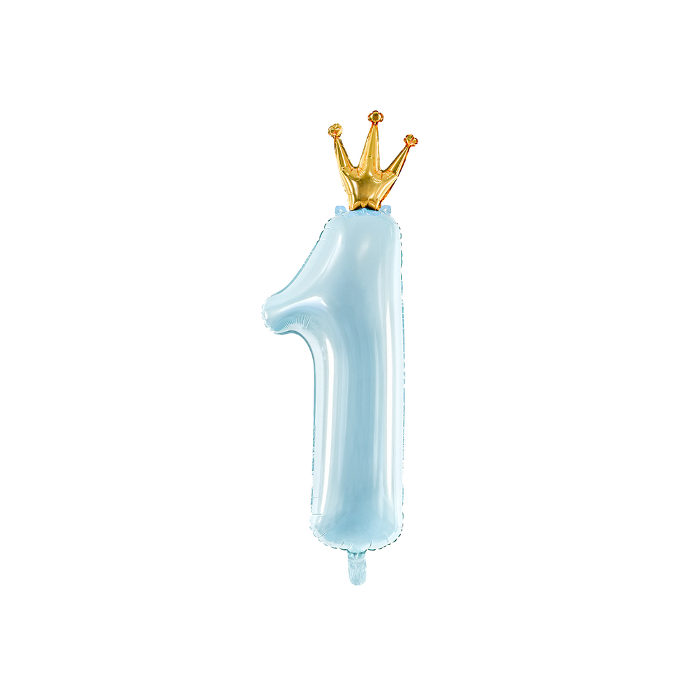 Decorative objects - Foil Balloon Number ''1'', 30x90cm, light pink, Foil Balloon Number ''1'', 37x100 cm, sky-blue - PARTYDECO