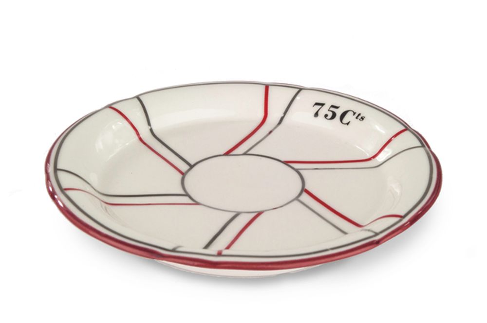 Everyday plates - Absinthe Saucer/Coaster, 75 cts, Red/Silver, with Lines - BONNECAZE ABSINTHE & HOME