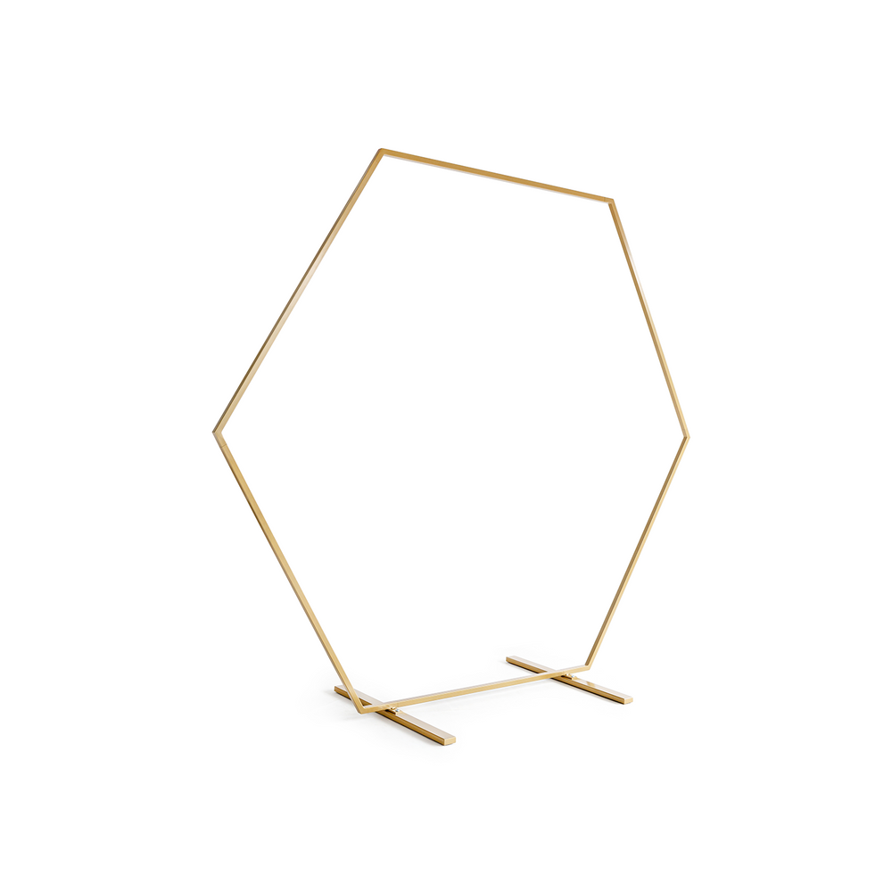 Outdoor decorative accessories - Hexagon backdrop stand, gold, 2m, Circle backdrop stand, gold, 2m - PARTYDECO