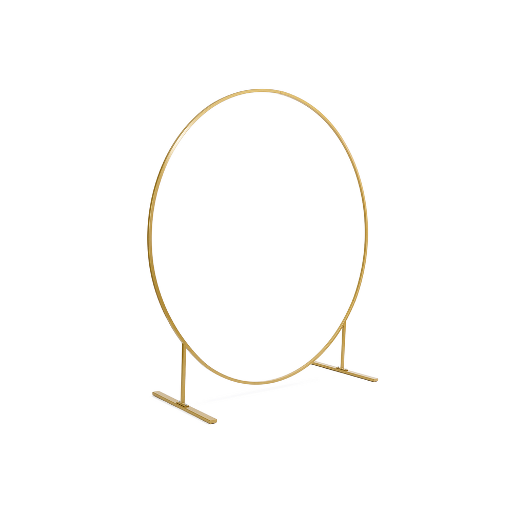 Outdoor decorative accessories - Hexagon backdrop stand, gold, 2m, Circle backdrop stand, gold, 2m - PARTYDECO