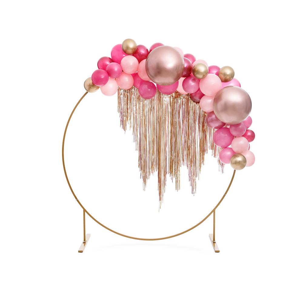 Outdoor decorative accessories - Hexagon backdrop stand, gold, 2m, Circle backdrop stand, gold, 2m - PARTYDECO