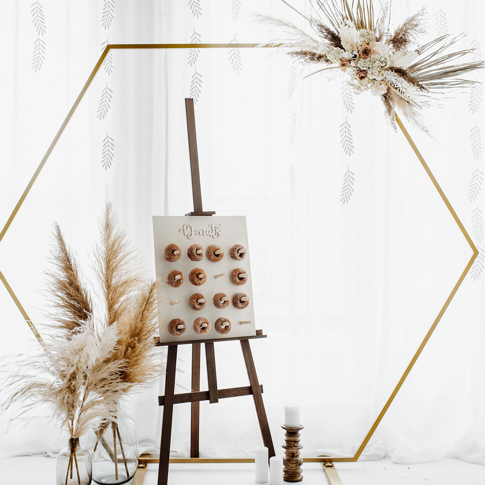 Outdoor decorative accessories - Hexagon backdrop stand, gold, 2m, Circle backdrop stand, gold, 2m - PARTYDECO