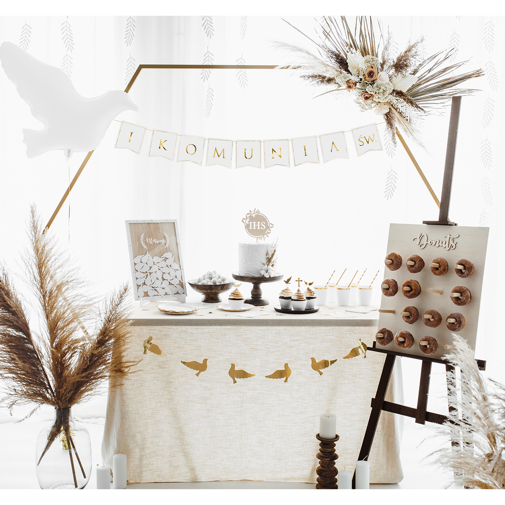 Outdoor decorative accessories - Hexagon backdrop stand, gold, 2m, Circle backdrop stand, gold, 2m - PARTYDECO