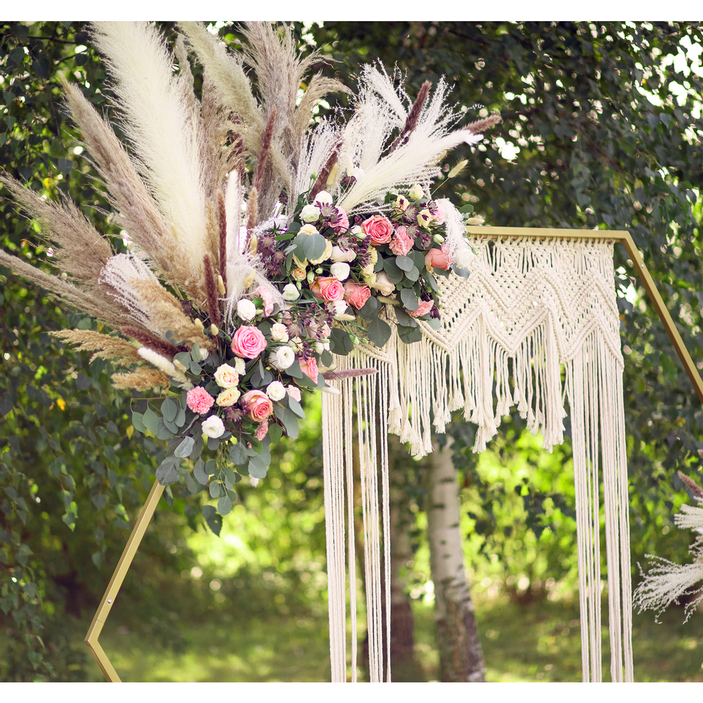 Outdoor decorative accessories - Hexagon backdrop stand, gold, 2m, Circle backdrop stand, gold, 2m - PARTYDECO