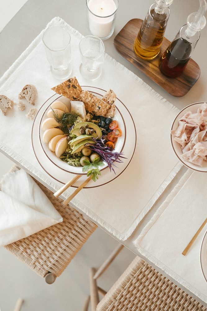 Table cloths - MS22027 Set of 2 Ivory Cotton/Linen Fringes Placemats 35x50 cm - ANDREA HOUSE