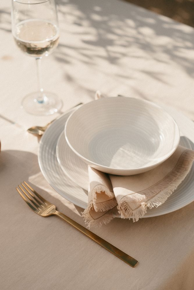 Table cloths - MS22027 Set of 2 Ivory Cotton/Linen Fringes Placemats 35x50 cm - ANDREA HOUSE