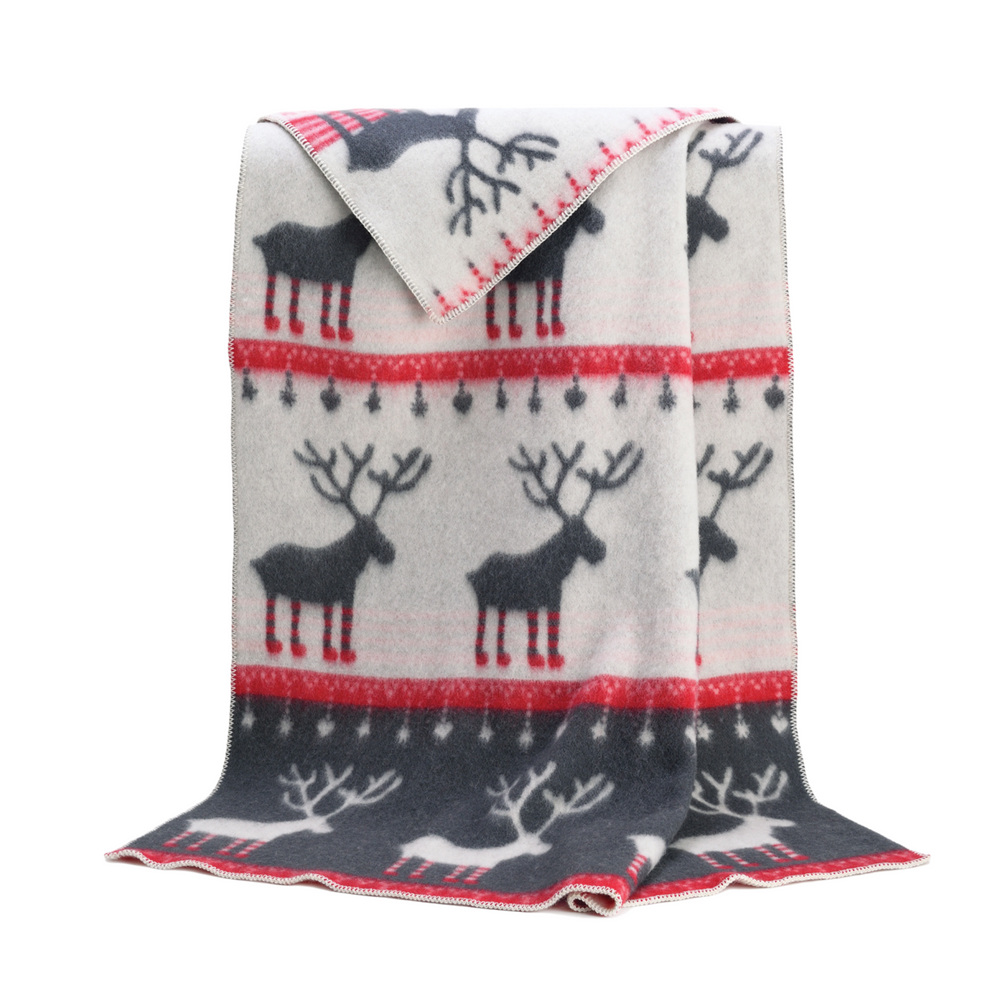 Plaids - Couverture en laine de cerf festif - 130 x 180 cm - J.J. TEXTILE LTD