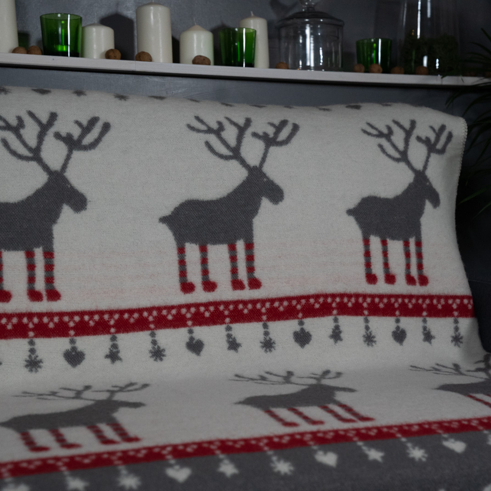 Plaids - Couverture en laine de cerf festif - 130 x 180 cm - J.J. TEXTILE LTD